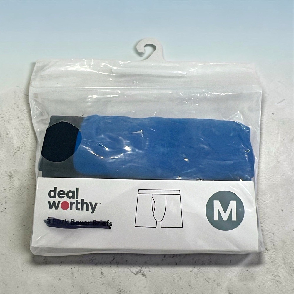deal worthy Men's 2-Pack Boxer Brief Underwear Size M Blue/Gray/Black Cotton